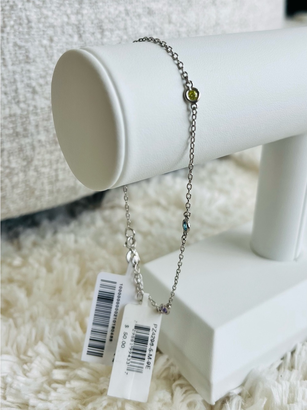 Giani Bernini Sterling Silver Multi-Stone Ankle Bracelet - Picture 2 of 5